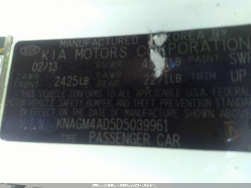 2013 KIA OPTIMA HYBRID EX - KNAGM4AD5D5039961