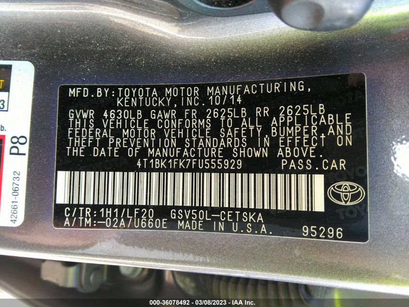 2015 TOYOTA CAMRY XSE/XLE - 4T1BK1FK7FU555929