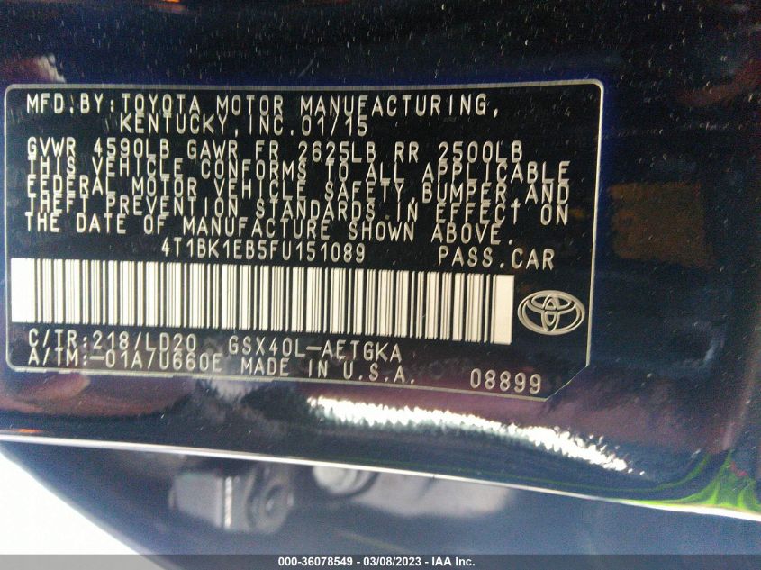 2015 TOYOTA AVALON LIMITED - 4T1BK1EB5FU151089