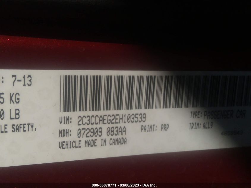 2014 CHRYSLER 300 300C - 2C3CCAEG2EH103539