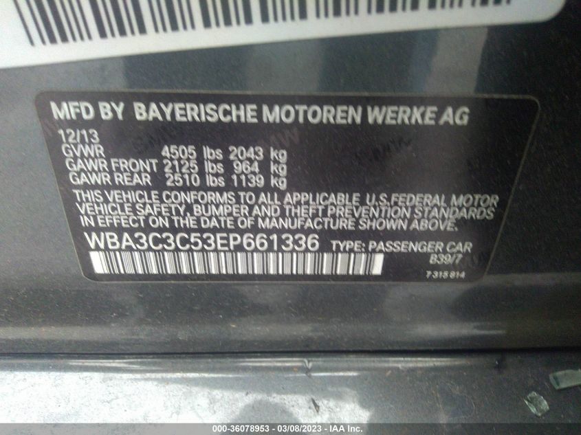 2014 BMW 3 SERIES 320I XDRIVE - WBA3C3C53EP661336
