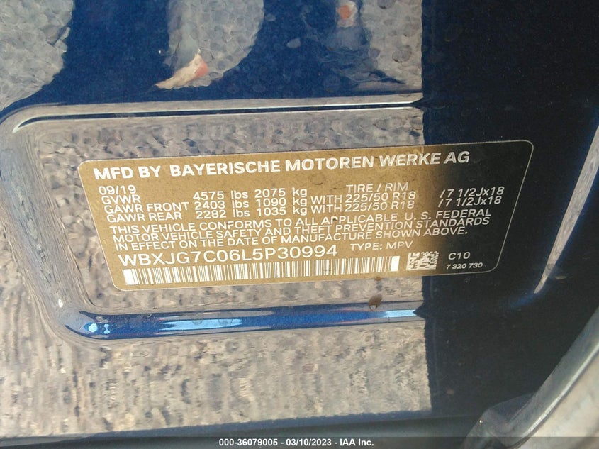 VIN WBXJG7C06L5P30994 2020 BMW X1 SDRIVE28I