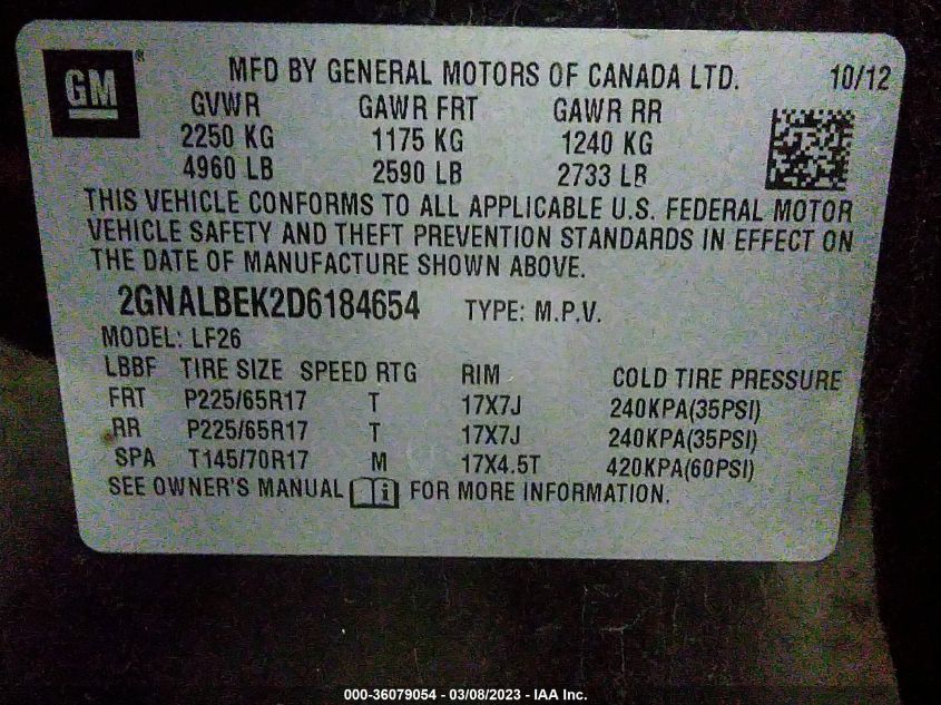 2013 CHEVROLET EQUINOX LS - 2GNALBEK2D6184654