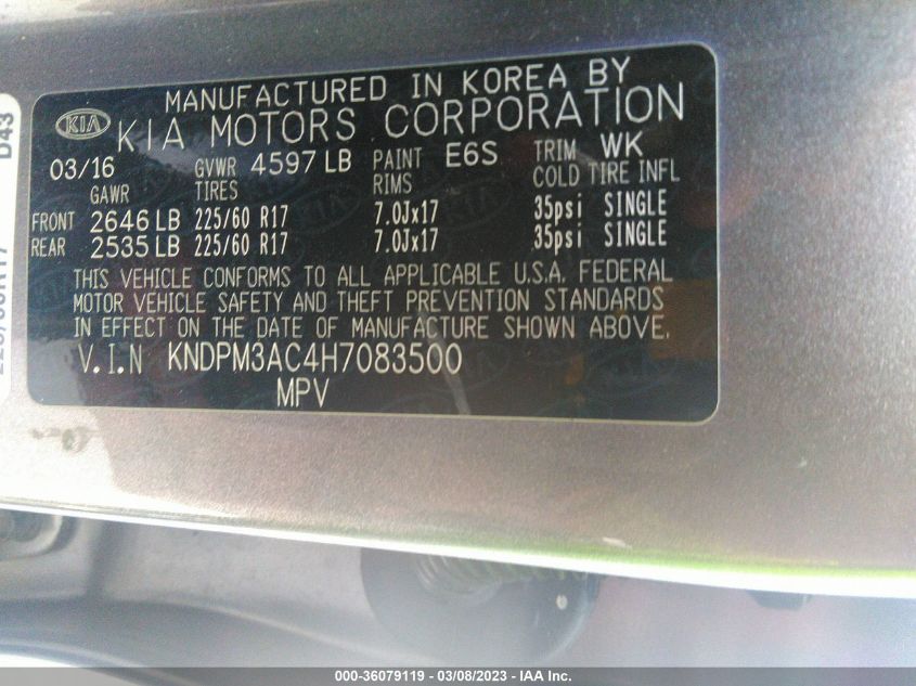 2017 KIA SPORTAGE LX - KNDPM3AC4H7083500