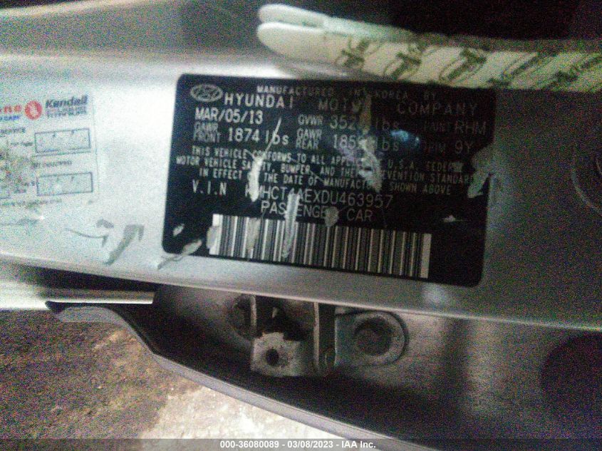 2013 HYUNDAI ACCENT GLS - KMHCT4AEXDU463957
