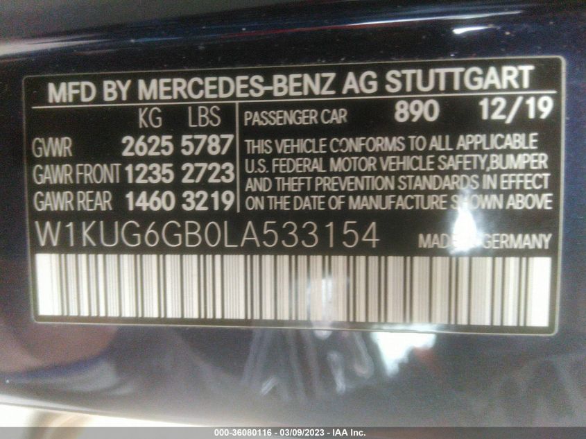 2020 MERCEDES-BENZ S-CLASS S 450 - W1KUG6GB0LA533154