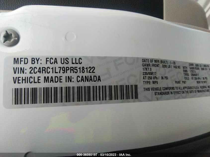 2023 CHRYSLER PACIFICA HYBRID TOURING L - 2C4RC1L79PR518122