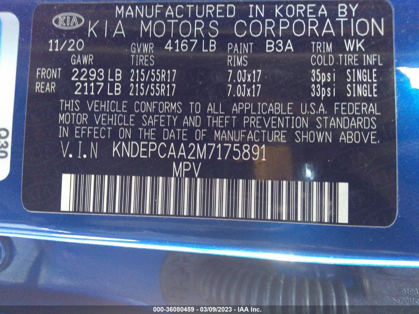 2021 KIA SELTOS LX - KNDEPCAA2M7175891