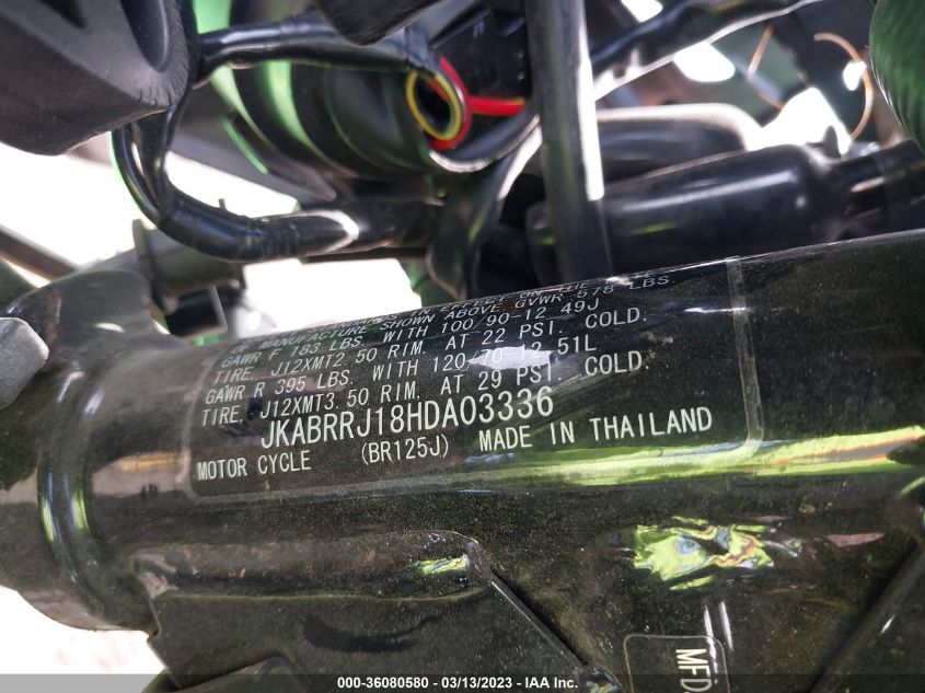2017 KAWASAKI BR125 J - JKABRRJ18HDA03336