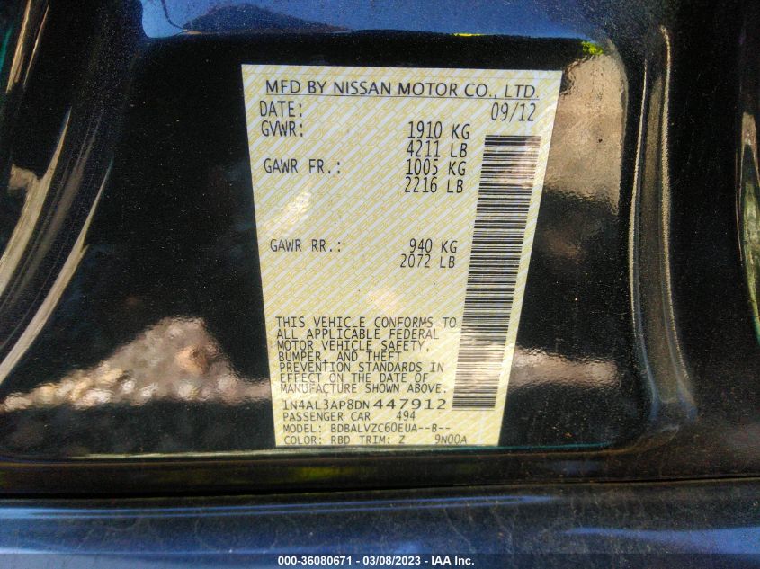 2013 NISSAN ALTIMA 2.5 SL - 1N4AL3AP8DN447912