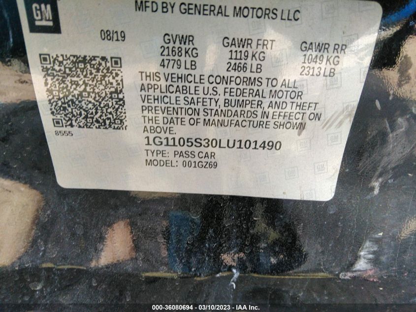 2020 CHEVROLET IMPALA PREMIER - 1G1105S30LU101490