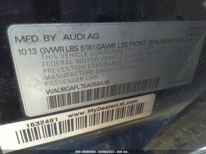 2014 AUDI S4 PREMIUM PLUS - WAUBGAFL7EA058438