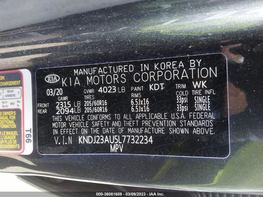 KNDJ23AU5L7732234 Kia Soul S 9