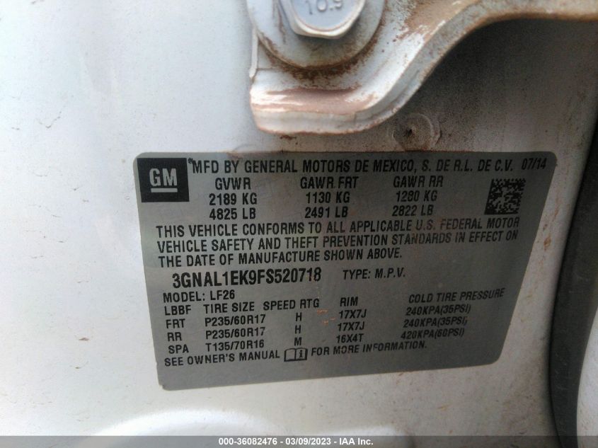 2015 CHEVROLET CAPTIVA SPORT FLEET LS - 3GNAL1EK9FS520718