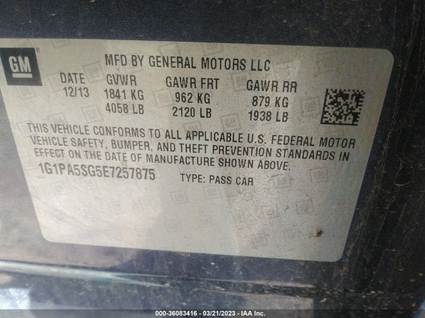 2014 CHEVROLET CRUZE LS - 1G1PA5SG5E7257875