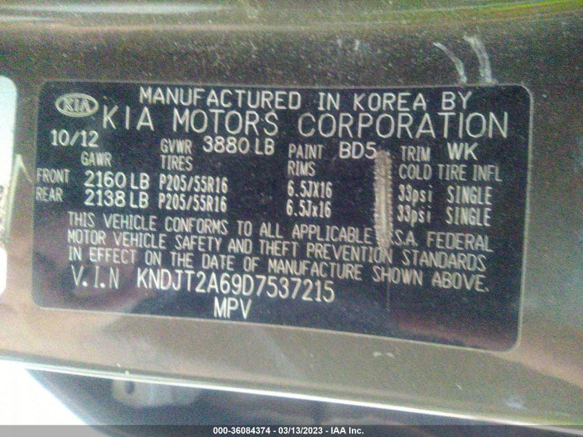 2013 KIA SOUL + - KNDJT2A69D7537215