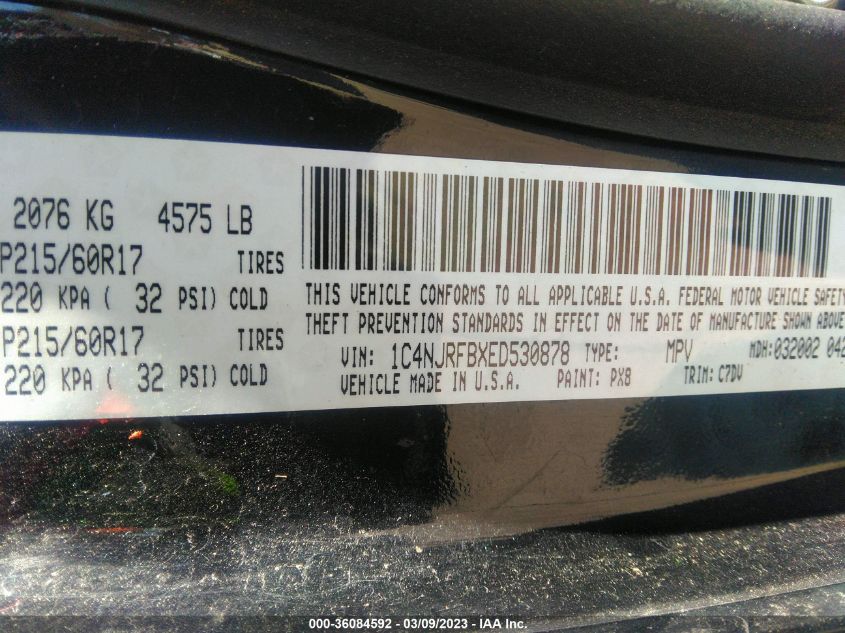 2014 JEEP PATRIOT LATITUDE - 1C4NJRFBXED530878