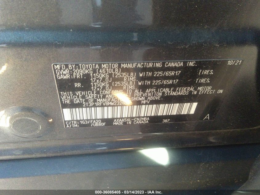 2021 TOYOTA RAV4 XLE - 2T3P1RFV8MW232673