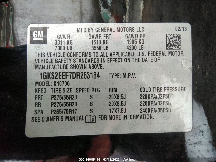 2013 GMC YUKON DENALI - 1GKS2EEF7DR263184