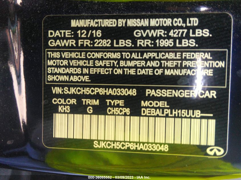 2017 INFINITI QX30 SJKCH5CP6HA033048