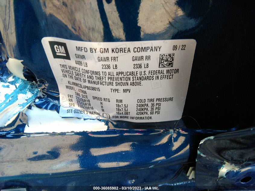 VIN KL4MMCSL4PB038015 2023 BUICK ENCORE GX PREFERRED