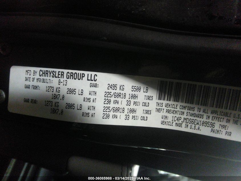 2014 JEEP CHEROKEE LIMITED - 1C4PJMDS6EW109596