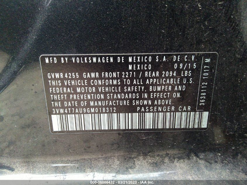 2016 VOLKSWAGEN GOLF GTI S - 3VW4T7AU9GM018312