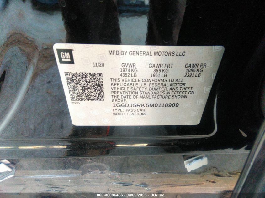 2021 CADILLAC CT4 LUXURY 1G6DJ5RK5M0118909