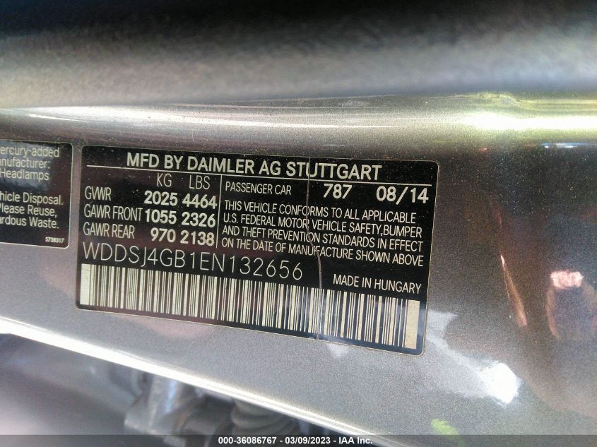 2014 MERCEDES-BENZ CLA-CLASS CLA 250 - WDDSJ4GB1EN132656