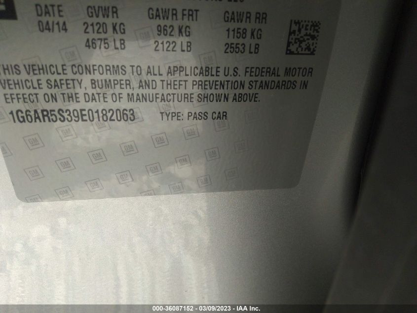 2014 CADILLAC CTS SEDAN LUXURY RWD - 1G6AR5S39E0182063