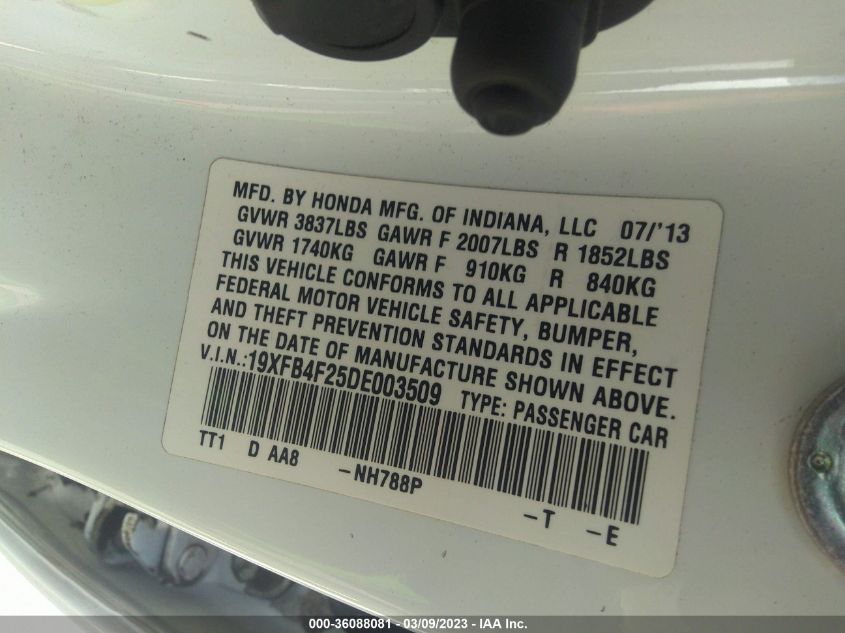 2013 HONDA CIVIC HYBRID - 19XFB4F25DE003509