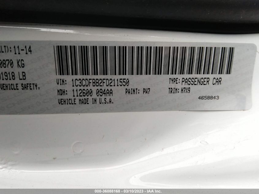 2015 DODGE DART SXT - 1C3CDFBB2FD211550
