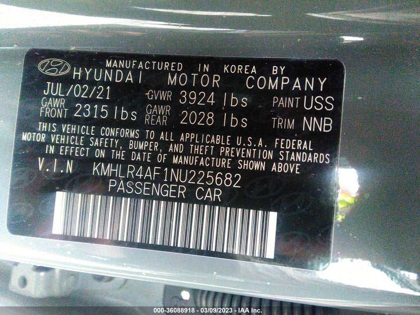 VIN KMHLR4AF1NU225682 2022 HYUNDAI ELANTRA N LINE