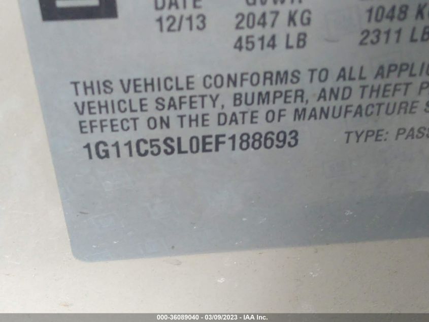 2014 CHEVROLET MALIBU LT - 1G11C5SL0EF188693