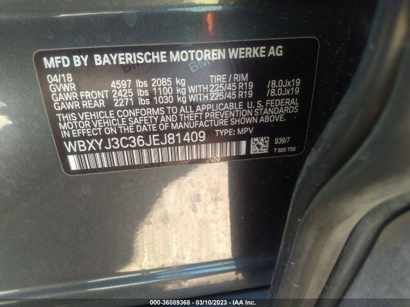 2018 BMW X2 SDRIVE28I - WBXYJ3C36JEJ81409