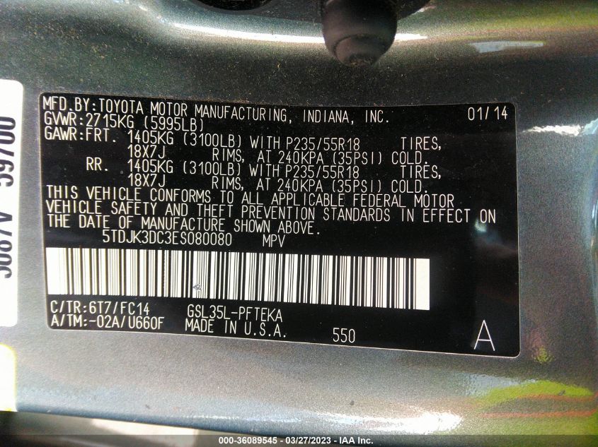 2014 TOYOTA SIENNA LE - 5TDJK3DC3ES080080