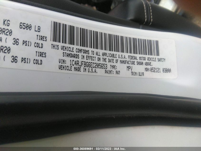 2014 JEEP GRAND CHEROKEE LIMITED - 1C4RJFBG6EC205653