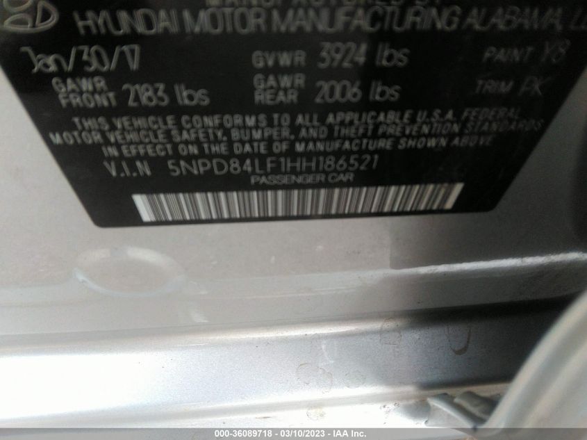 2017 HYUNDAI ELANTRA SE - 5NPD84LF1HH186521