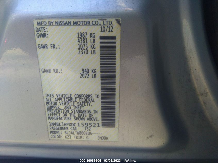 2013 NISSAN ALTIMA 3.5 SV - 1N4BL3APXDC159521