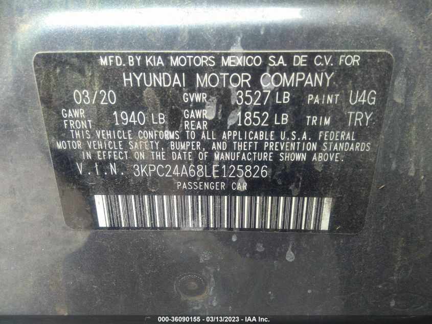 2020 HYUNDAI ACCENT SE - 3KPC24A68LE125826