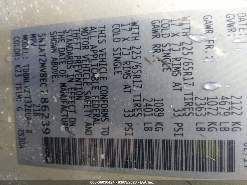 2014 NISSAN ROGUE SV - 5N1AT2MV8EC786239