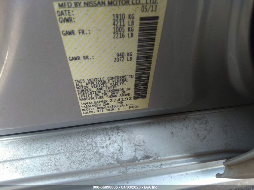 2013 NISSAN ALTIMA 2.5 S - 1N4AL3AP6DC274192