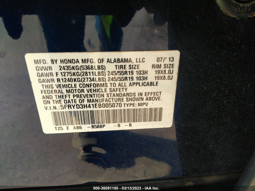 2014 ACURA MDX TECH PKG - 5FRYD3H41EB005070