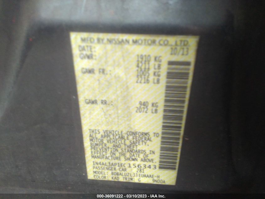 2014 NISSAN ALTIMA 2.5 SV - 1N4AL3AP1EC156343