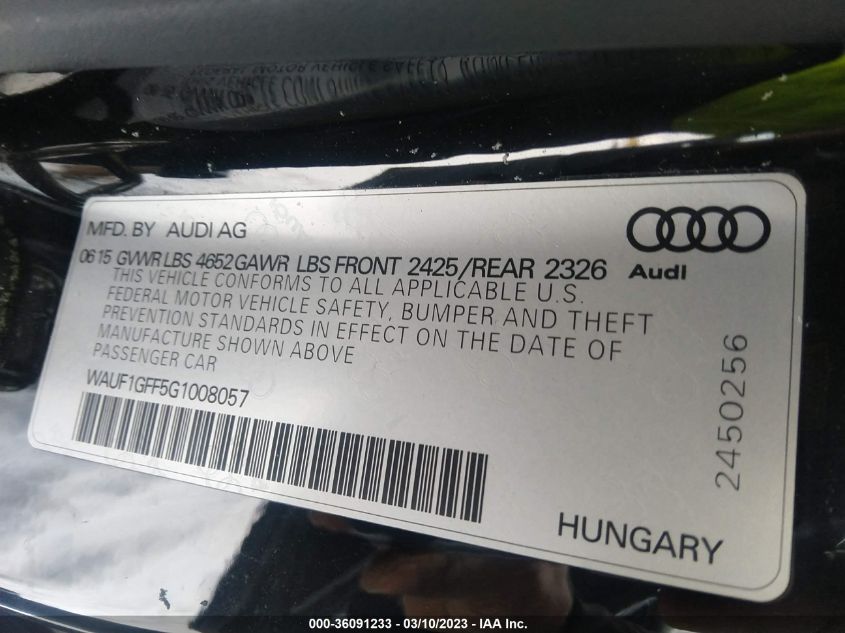 2016 AUDI S3 PRESTIGE - WAUF1GFF5G1008057