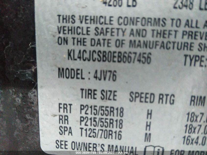 2014 BUICK ENCORE LEATHER - KL4CJCSB0EB667456