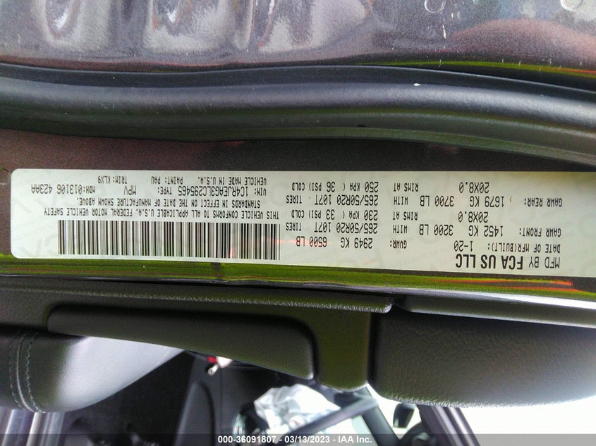 VIN 1C4RJEAG3LC295465 2020 JEEP GRAND CHEROKEE ALTITUDE