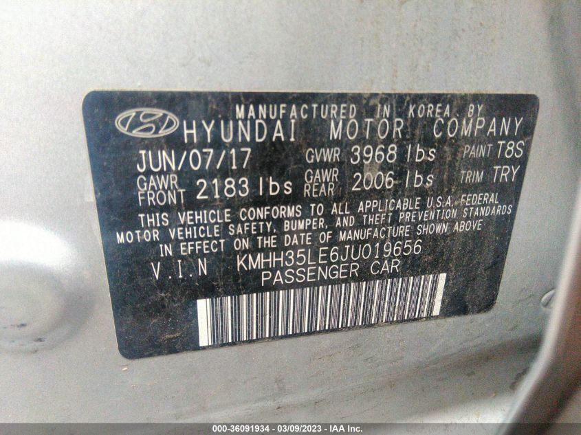2018 HYUNDAI ELANTRA GT - KMHH35LE6JU019656