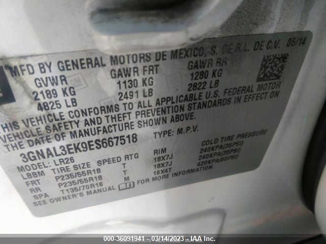 2014 CHEVROLET CAPTIVA SPORT LT - 3GNAL3EK9ES667518