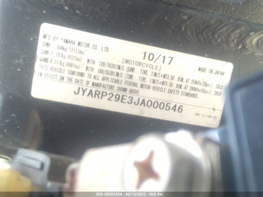 2018 YAMAHA FJR1300 A JYARP29E3JA000546